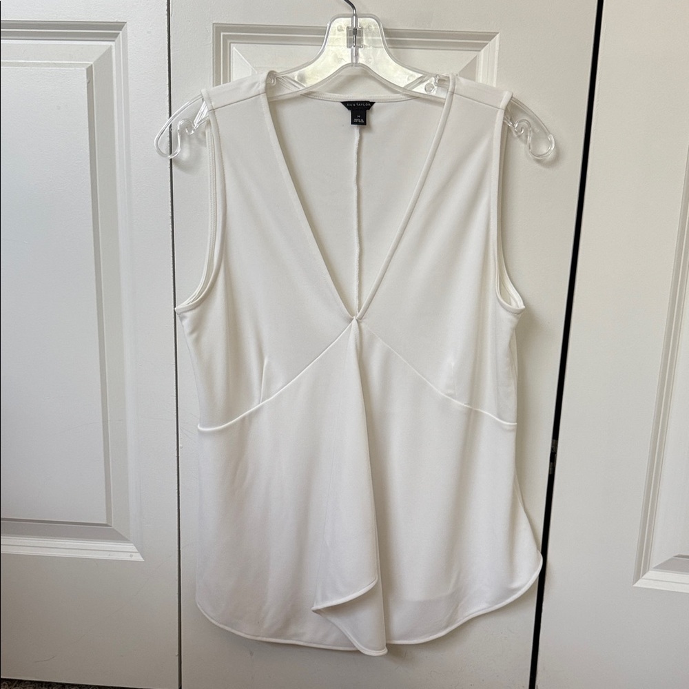 Ann Taylor Cream Ruffle Blouse